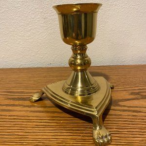 Vintage Brass Claw Footed Candleholder